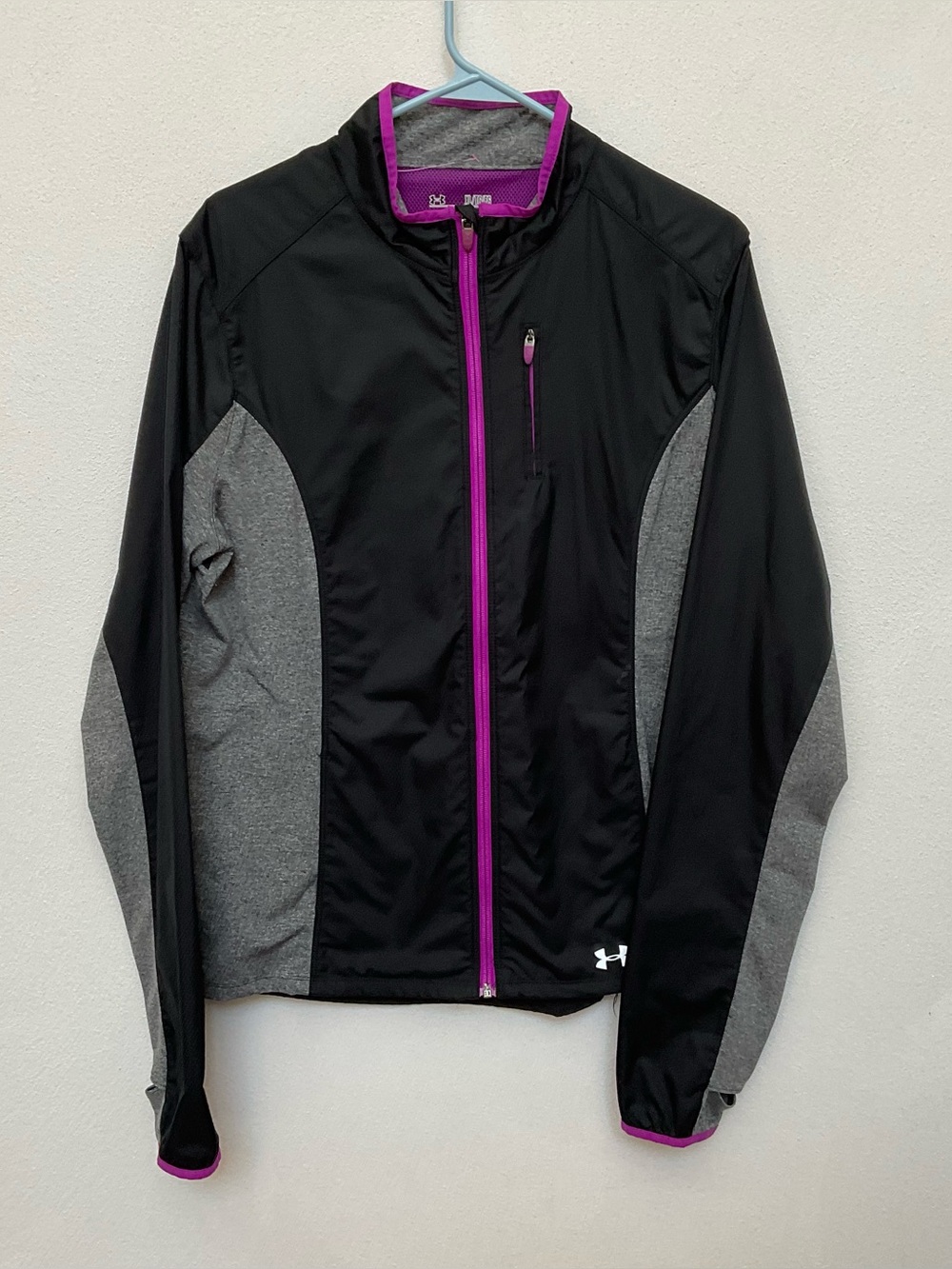 Under Armour Black, Grey, Purple Semi-Fitted Full Zip Jacket Size XL